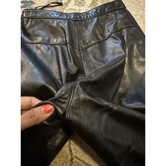 Siena Studio Women's Size 2 Vintage Black 100% Leather Pants lined pockets read - Picture 3 of 12